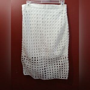 Banana Republic White Eyelet  Pencil Skirt